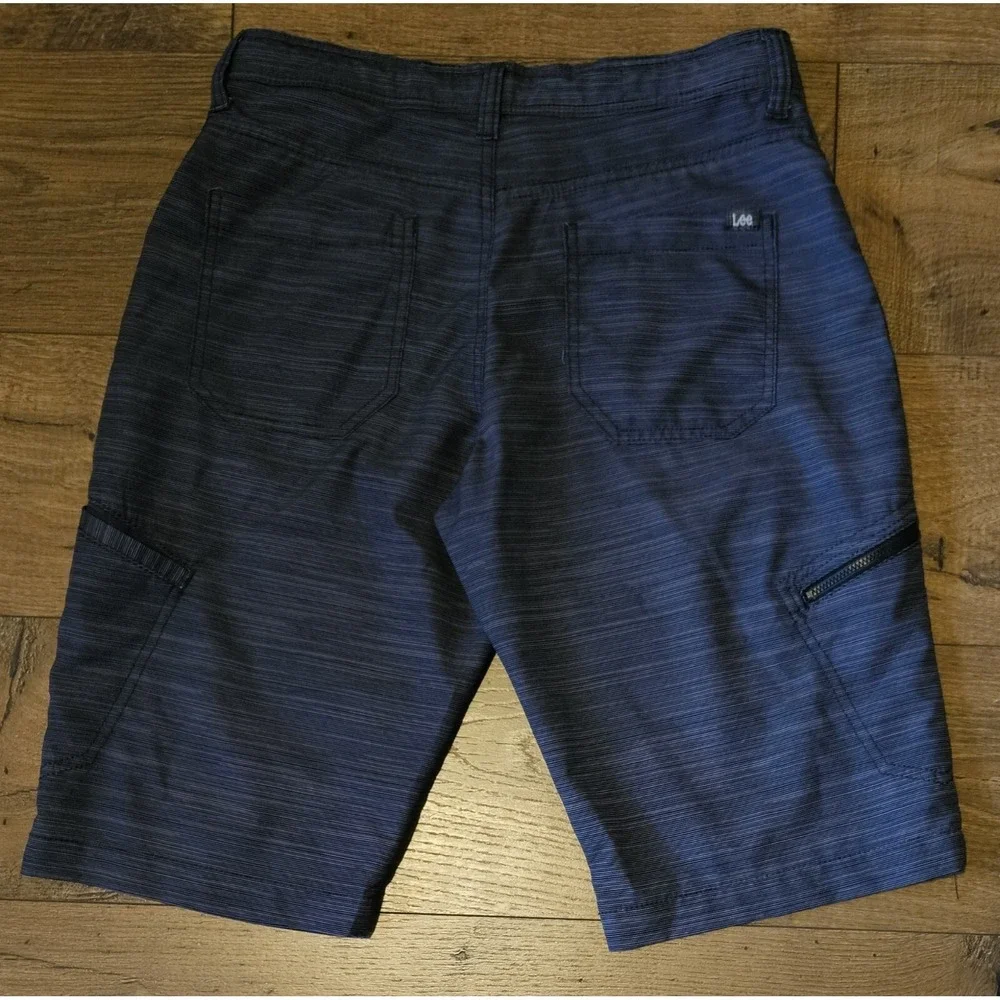 Lee  Swim Trunks Boys Size 18 Charcoal Striped Shorts Adjustable Waist (30x12.5)